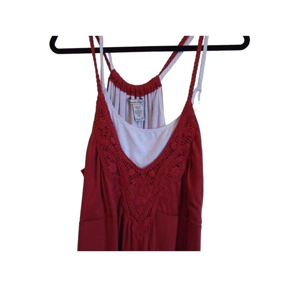 American Rag Double Layer Tank Dress Burnt Orange and White Sz 2X Knee Length - Picture 2 of 6